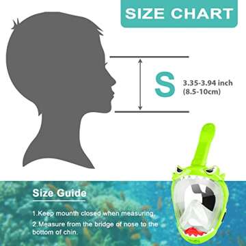 Zipoute Snorkel Full Face Snorkel Mask for Kids, Kids Snorkeling Set 180 Degree Panoramic View, Safe Anti-Leak Anti-Fog, Foldable Dry Top Snorkeling Gear for Kids Adult