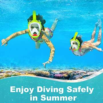 Zipoute Snorkel Full Face Snorkel Mask for Kids, Kids Snorkeling Set 180 Degree Panoramic View, Safe Anti-Leak Anti-Fog, Foldable Dry Top Snorkeling Gear for Kids Adult