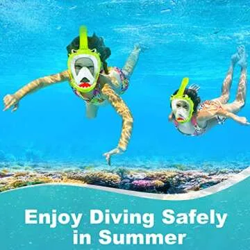 Zipoute Snorkel Full Face Snorkel Mask for Kids, Kids Snorkeling Set 180 Degree Panoramic View, Safe Anti-Leak Anti-Fog, Foldable Dry Top Snorkeling Gear for Kids Adult