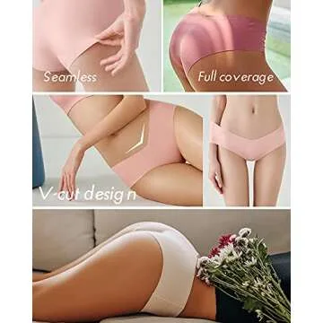ROSYCORAL Women’s Seamless Bikini Panties Soft Stretch Invisibles Briefs No Show Hipster Underwear cheeky 9 pack XS-L (L)