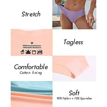 ROSYCORAL Women’s Seamless Bikini Panties Soft Stretch Invisibles Briefs No Show Hipster Underwear cheeky 9 pack XS-L (L)