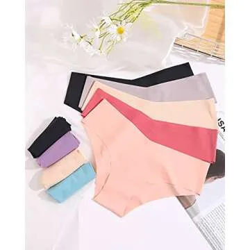 ROSYCORAL Women’s Seamless Bikini Panties Soft Stretch Invisibles Briefs No Show Hipster Underwear cheeky 9 pack XS-L (L)