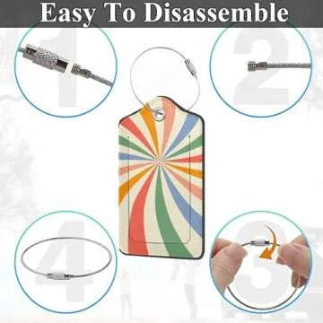 Colorful Leather Luggage Tags Set with Privacy Cover