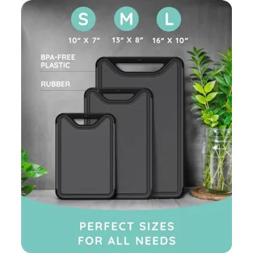 Durable Plastic Cutting Board Set - Dishwasher Safe and Non-Slip
