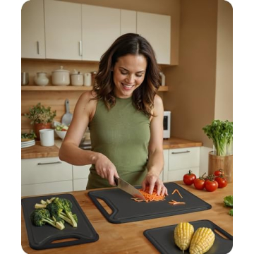 Durable Plastic Cutting Board Set - Dishwasher Safe and Non-Slip