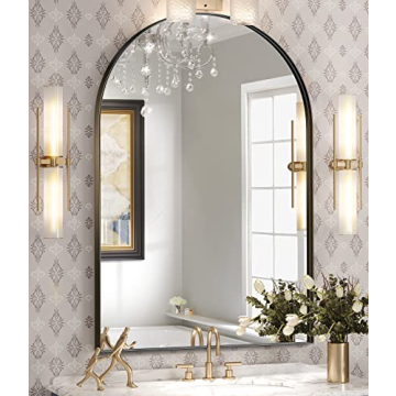 Brightify Arched Mirror - Elegant 30x40 Inch Metal Frame Mirror for Home Decor