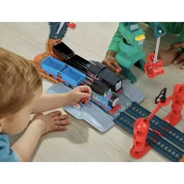 Train Diesel Raceway Motorized Toy Train Set with Track Bridge & Cargo ​2 Engines, 4 Play Pieces, 12 Track Accessories, 44 Track Pieces