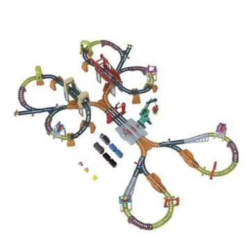 Train Diesel Raceway Motorized Toy Train Set with Track Bridge & Cargo ​2 Engines, 4 Play Pieces, 12 Track Accessories, 44 Track Pieces