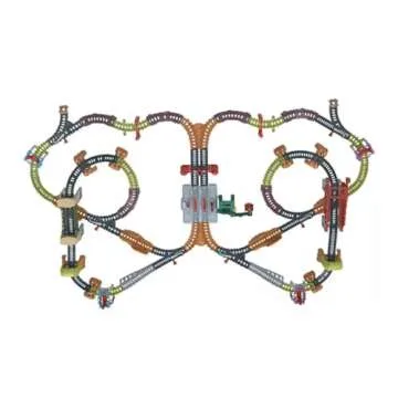 Train Diesel Raceway Motorized Toy Train Set with Track Bridge & Cargo ​2 Engines, 4 Play Pieces, 12 Track Accessories, 44 Track Pieces