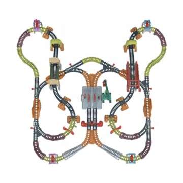 Train Diesel Raceway Motorized Toy Train Set with Track Bridge & Cargo ​2 Engines, 4 Play Pieces, 12 Track Accessories, 44 Track Pieces