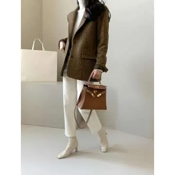 Chouyatou Women's Elegant Wool Blend Blazer Jacket for Work