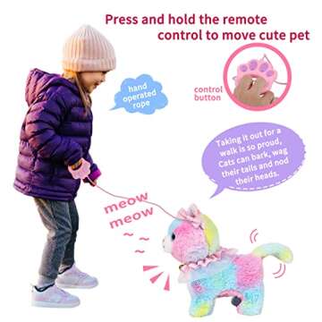 Interactive Electronic Plush Toy Walking and Barking Robot Cat Plush Cat Remote Control Kitten for G...