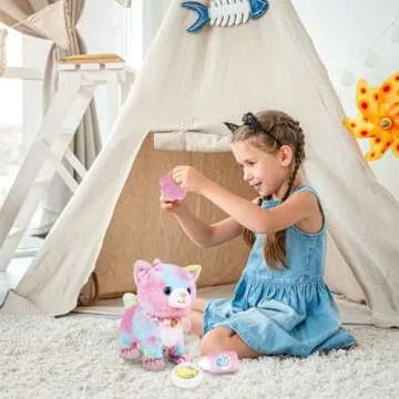 Interactive Electronic Plush Toy Walking and Barking Robot Cat Plush Cat Remote Control Kitten for Girls (Colorful Cat)