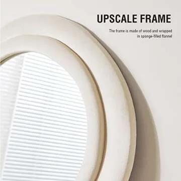 ITSRG Wavy Wall Mounted Mirror with Flannel Wrapped Wooden Frame and Stand - Full Length (White)