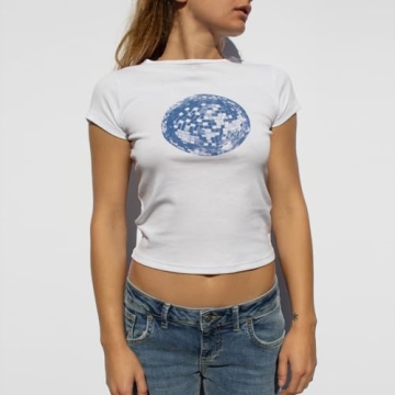 Fabumily Women's Cute Crop Tops Graphic Tees for Summer