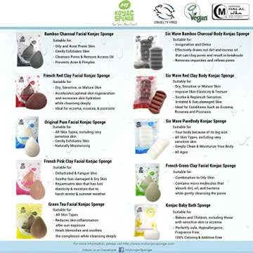 MY Konjac Sponge All Natural Korean Facial Sponge with Activated Bamboo Charcoal. Premium Quality and Larger Size. Halal, Leaping Bunny Cruelty Free and the Vegan Society Certified.