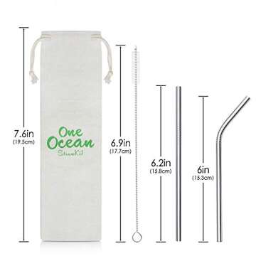 Teivio 8 Pack Short Stainless Steel Straws 6.25 inch and 6 inch Metal Reusable Straws with Silicone ...