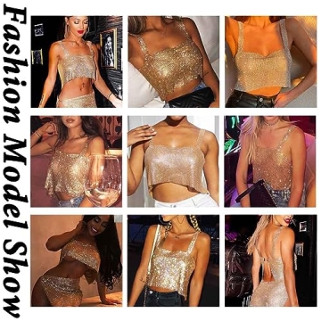 Sparkly Y2K Crop Top | Yokawe Women’s Clubwear | Gold