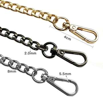 Gnognauq 3 Pieces 15.7 inch Purse Chain Strap Flat Chain Strap Handbag Chains with Metal Buckles for...