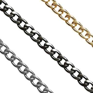 Gnognauq 3 Pieces 15.7 inch Purse Chain Strap Flat Chain Strap Handbag Chains with Metal Buckles for Clutch Wallet Satchel Tote Bags Chain Replacement Strap