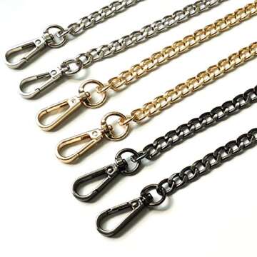 Gnognauq 3 Pieces 15.7 inch Purse Chain Strap Flat Chain Strap Handbag Chains with Metal Buckles for Clutch Wallet Satchel Tote Bags Chain Replacement Strap