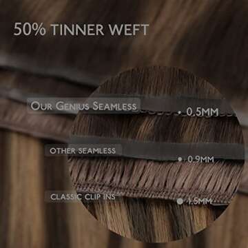WENNALIFE Genius Seamless Clip in Hair Extensions Human Hair 7pcs Ultra Invisible 50% Thinner Seamless Hair Extensions Clip In Balayage Dark Brown Mixed Chestnut Brown Real Human Hair