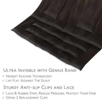 WENNALIFE Genius Seamless Clip in Hair Extensions Human Hair 7pcs Ultra Invisible 50% Thinner Seamless Hair Extensions Clip In Balayage Dark Brown Mixed Chestnut Brown Real Human Hair