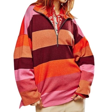 Y2K Oversized Striped Sweater - Cozy Fall Fashion for Women