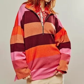 Y2K Oversized Striped Sweater Women's Fall Fashion Essential