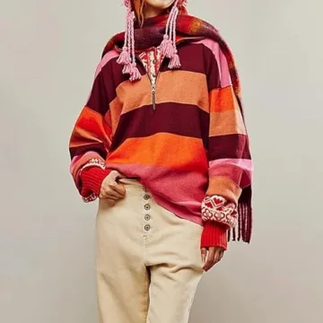 Y2K Oversized Striped Sweater Women's Fall Fashion Essential