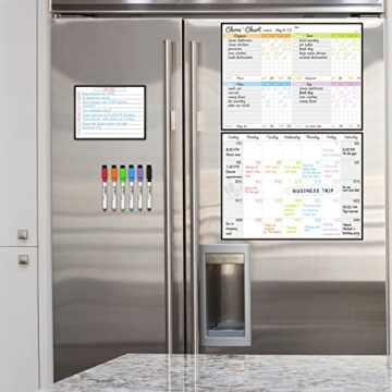 Magnetic Dry Erase Chore Chart & Calendar Set for Family
