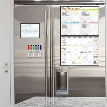 Magnetic Dry Erase Chore Chart & Calendar Set for Family