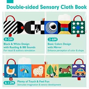 hahaland Baby Toys 0-6 Months - High Contrast Newborn Toys - Baby Tummy Time Books 0-6 Months with C...