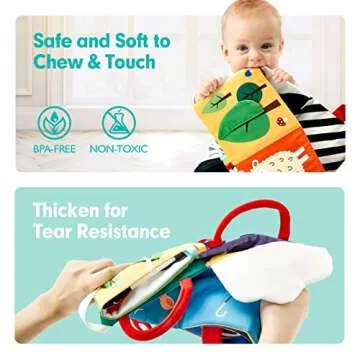 hahaland Baby Toys 0-6 Months - High Contrast Newborn Toys - Baby Tummy Time Books 0-6 Months with Crinkle, Squeaky Sounds, Touch Feel, Visual Stimulation - Birthday Baby Shower Gifts