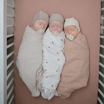 mushie Muslin Baby Swaddle Blanket | 100% Organic Cotton (Blush)