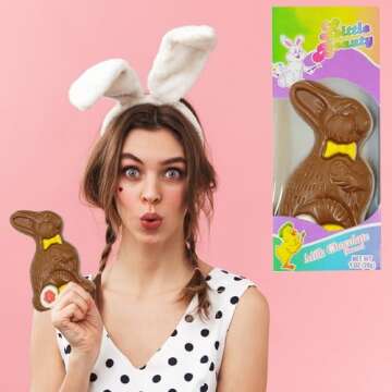 Fruidles Milk Chocolate Easter Bunny Holiday Treats, Decorated Solid Smooth Milk Chocolate, Party Bag Fillers, Individually Boxed, Kosher Certified Dairy, 1oz Chocolate Bar (6-Pack)