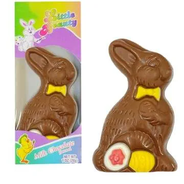 Fruidles Milk Chocolate Easter Bunny Holiday Treats, Decorated Solid Smooth Milk Chocolate, Party Bag Fillers, Individually Boxed, Kosher Certified Dairy, 1oz Chocolate Bar (6-Pack)