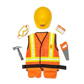 Melissa & Doug Construction Worker Role Play Costume Dress-Up Set (6 pcs) Frustration-Free Packaging