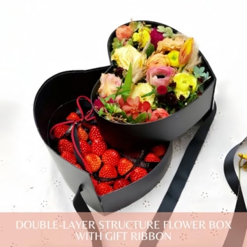 BBJ WRAPS Heart Shaped Flower Gift Boxes with Lids