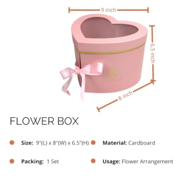 BBJ WRAPS Heart Shaped Flower Gift Boxes with Lids