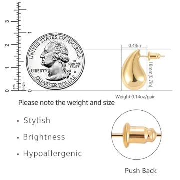 Gacimy Gold Teardrop Earrings Stylish Hypoallergenic Jewelry