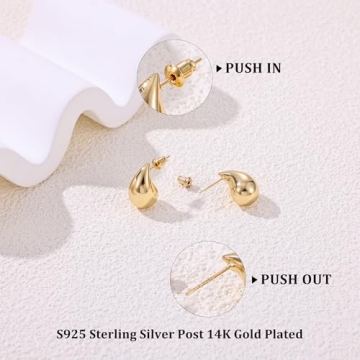 Gacimy Gold Teardrop Earrings Stylish Hypoallergenic Jewelry