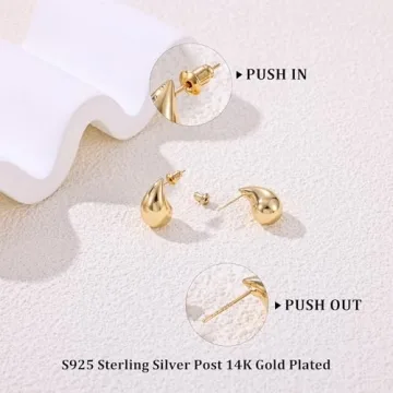 Gacimy Gold Teardrop Earrings Stylish Hypoallergenic Jewelry