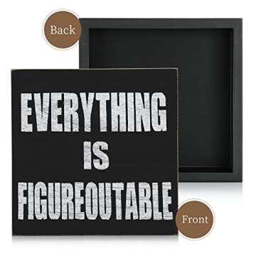 TJ.MOREE Black Decor for Home Office Desk- 6x6 Wood Box Sign - Positive Plaque Saying Quotes for Bir...