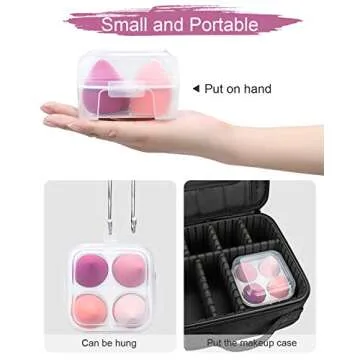 Makeup Sponge Case Blender Beauty Foundation Holder Blending Sponge Egg Set Makeup Sponge Wet And Dry Storage Box Egg Sponge Organizer Stocking Stuffers Gift for Women (4pcs-Pink series)