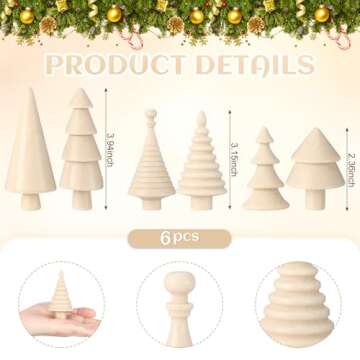 Namalu 6 Pcs Vintage Mini Wooden Christmas Tree Farmhouse Handmade Wood Christmas Trees Rustic Mini ...