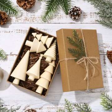 Namalu 6 Pcs Vintage Mini Wooden Christmas Tree Farmhouse Handmade Wood Christmas Trees Rustic Mini Christmas Trees Set Xmas Table Centerpiece Figurines for Table Decoration(Wood Color)