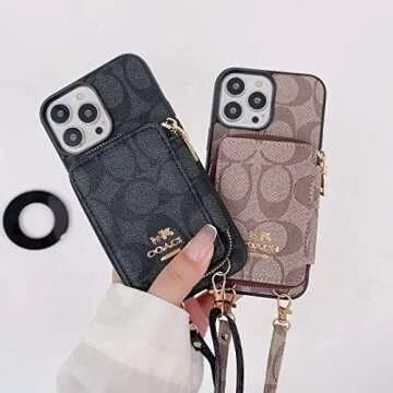 Luxury Wallet Case for iPhone 13 Pro Max with Strap