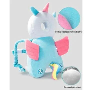 Baby Walker Head Protector Toddler Adjustable Baby Head Protection Backpack Wear Safety Pad (Pink Bu...
