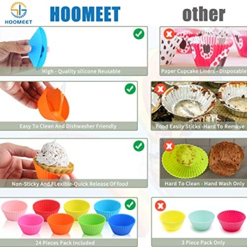 HOOMEET Silicone Cupcake Molds - 36 Pack, Rainbow Colors
